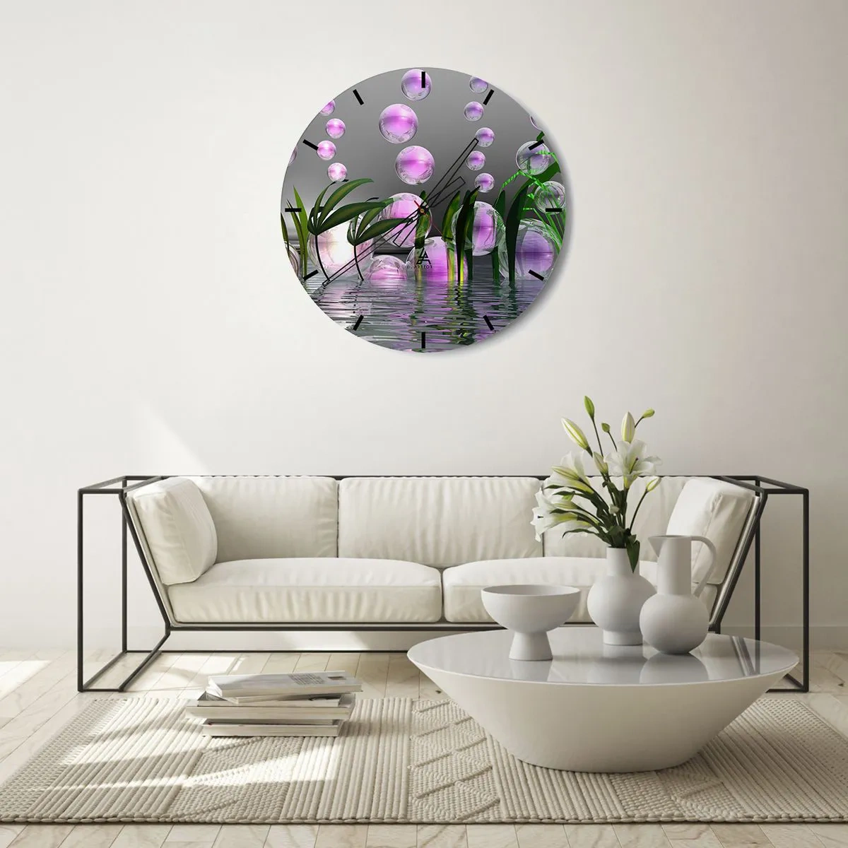 Horloge murale - Pendule murale - Une composition réfléchissante de légèreté et de vie - 30x30 cm
