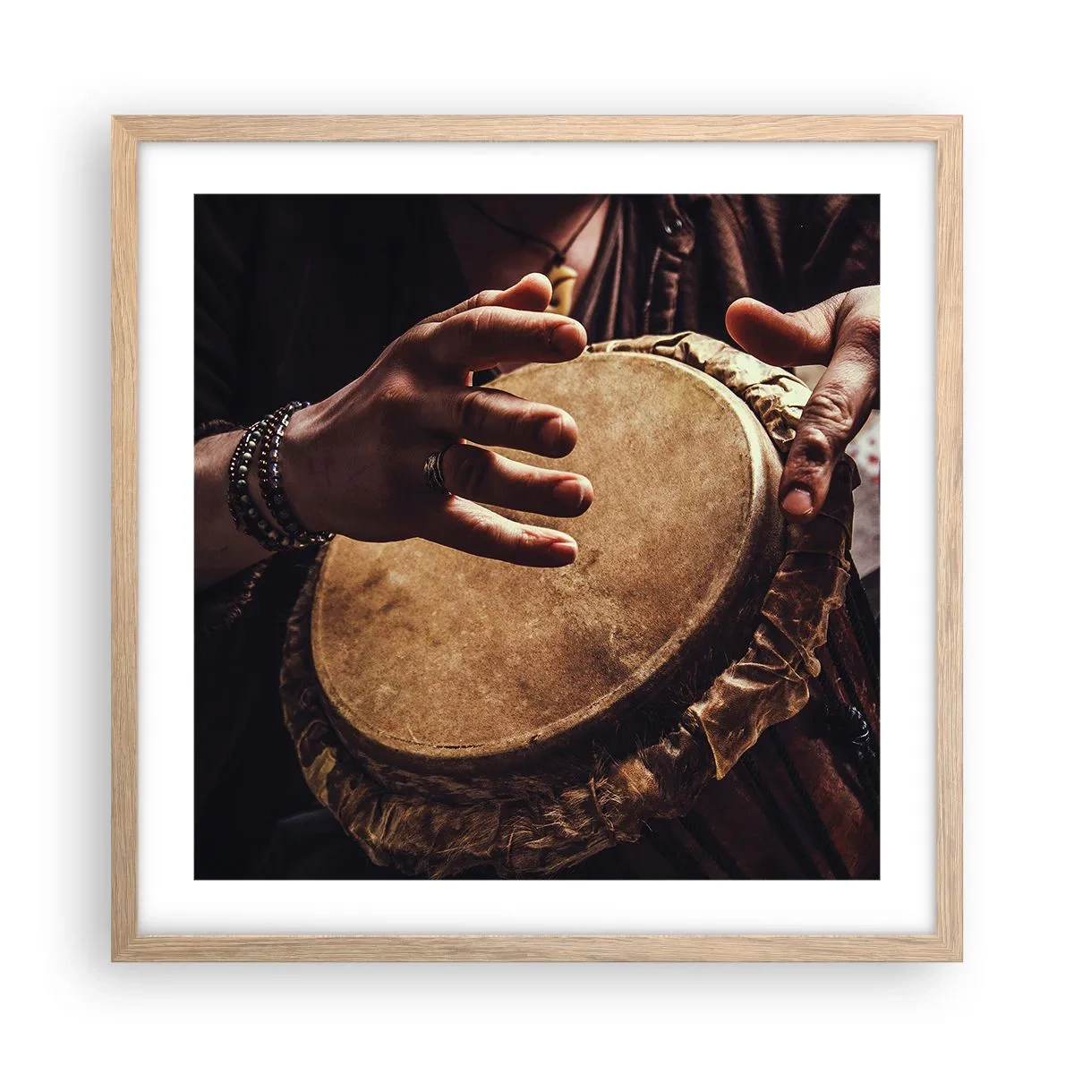 Affiche dans un chêne clair - Poster - Au rythme du coeur - 50x50 cm