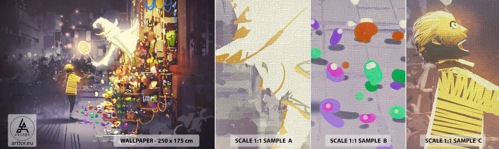 Échantillon de Papier Peint Premium Canvas - La magie existe - Abstraction, Fantaisie, Pour les enfants - 100x30 cm