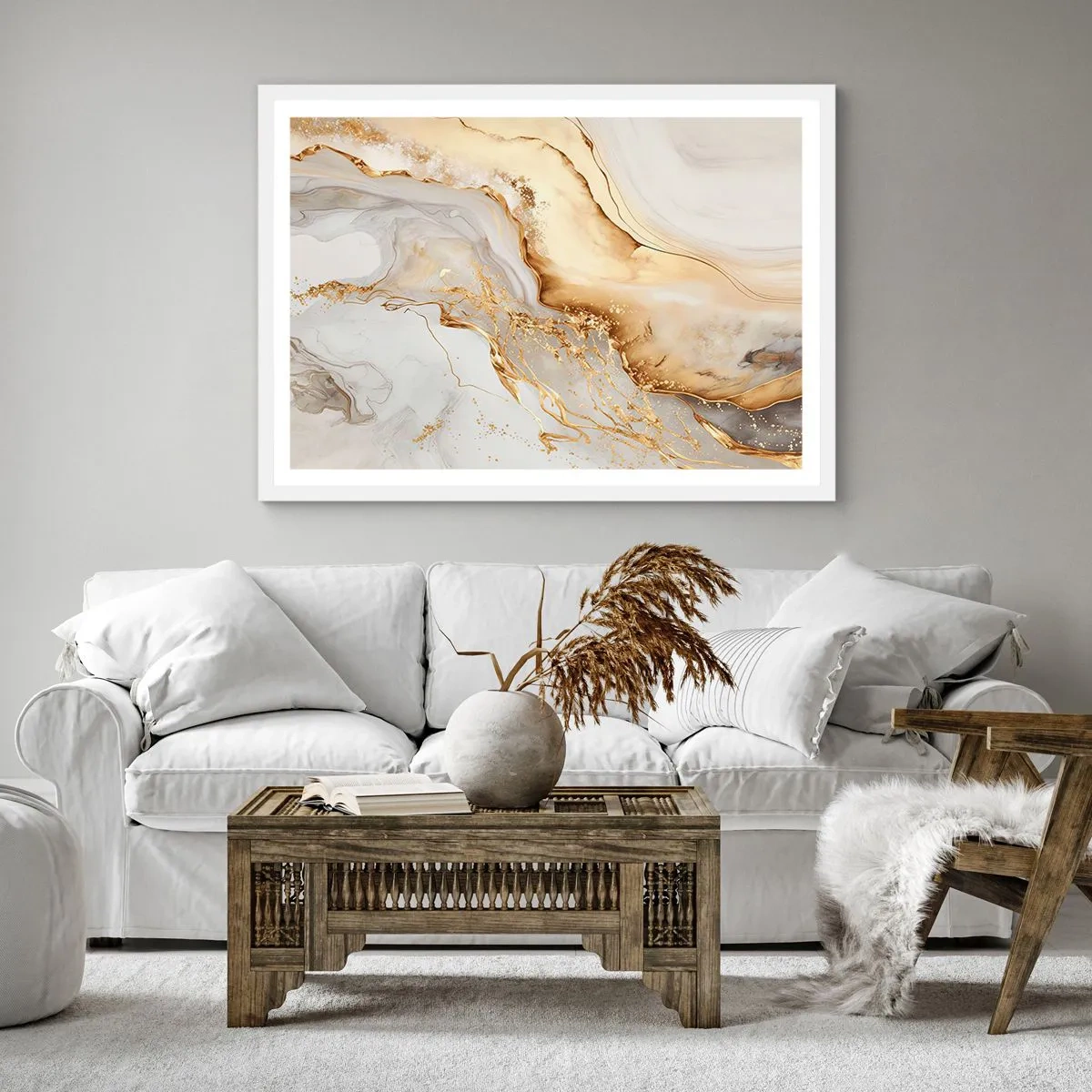 Affiche dans un cadre blanc - Poster - Abstraction : beauté et bonté - 40x40 cm