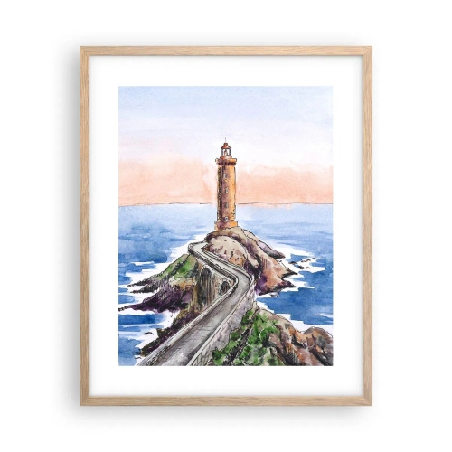 Affiche dans un chêne clair - Poster - Face à la mer - 40x50 cm