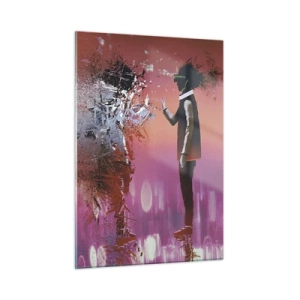 Impression sur verre - Image sur verre - Un personnage en réalité virtuelle avec une ombre diffuse - 50x70cm - Pouvez-vous regarder à l'intérieur de vous-même ? - Décoration murale moderne pour le salon et la chambre ARTTOR