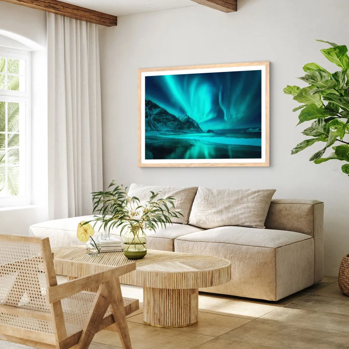 Affiche dans un chêne clair - Poster - Merveilles du Nord - 50x40 cm