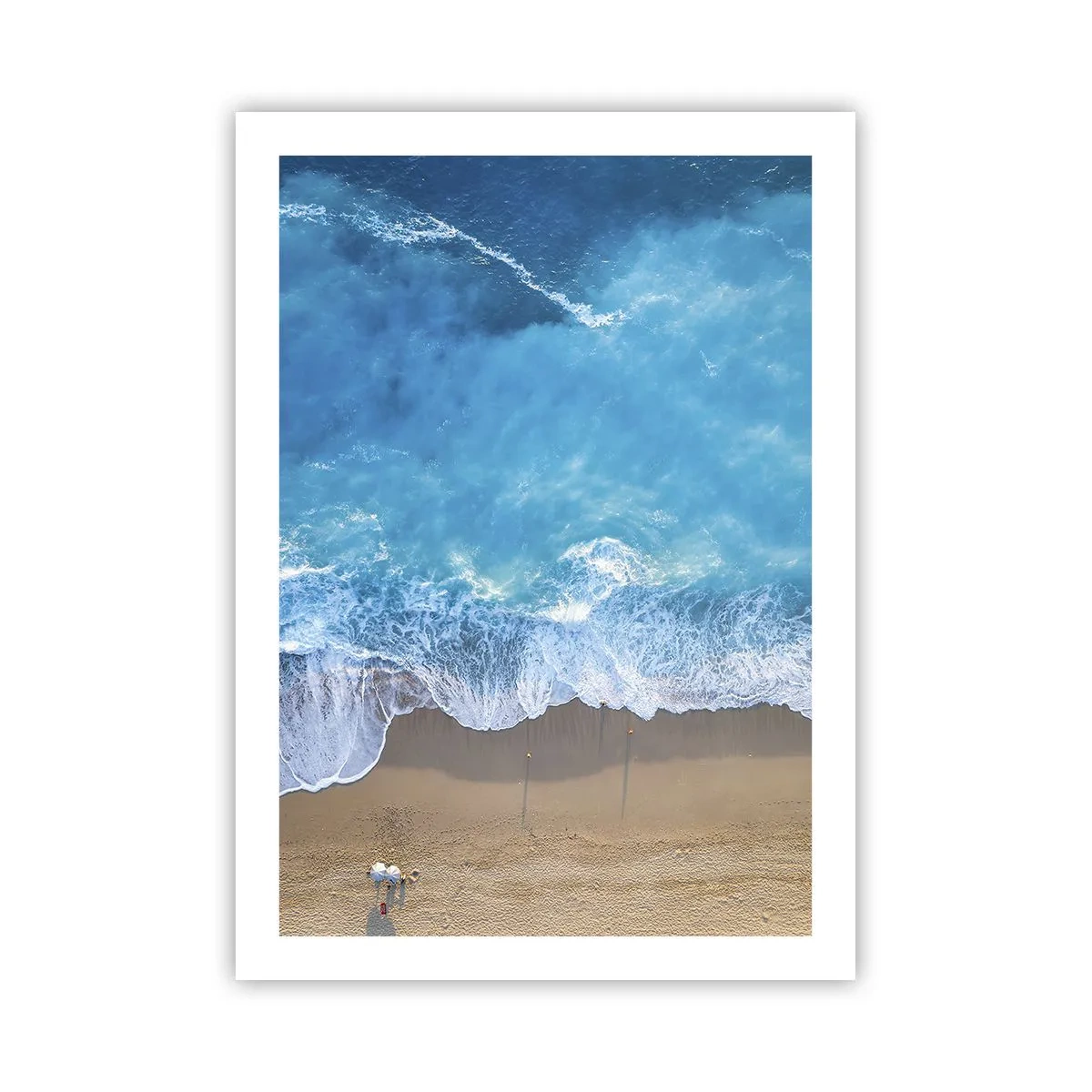 Affiche - Poster - Vue aérienne des vagues de l'océan s'écrasant sur le rivage - 50x70cm - La force du bleu - Décoration murale moderne pour le salon et la chambre ARTTOR