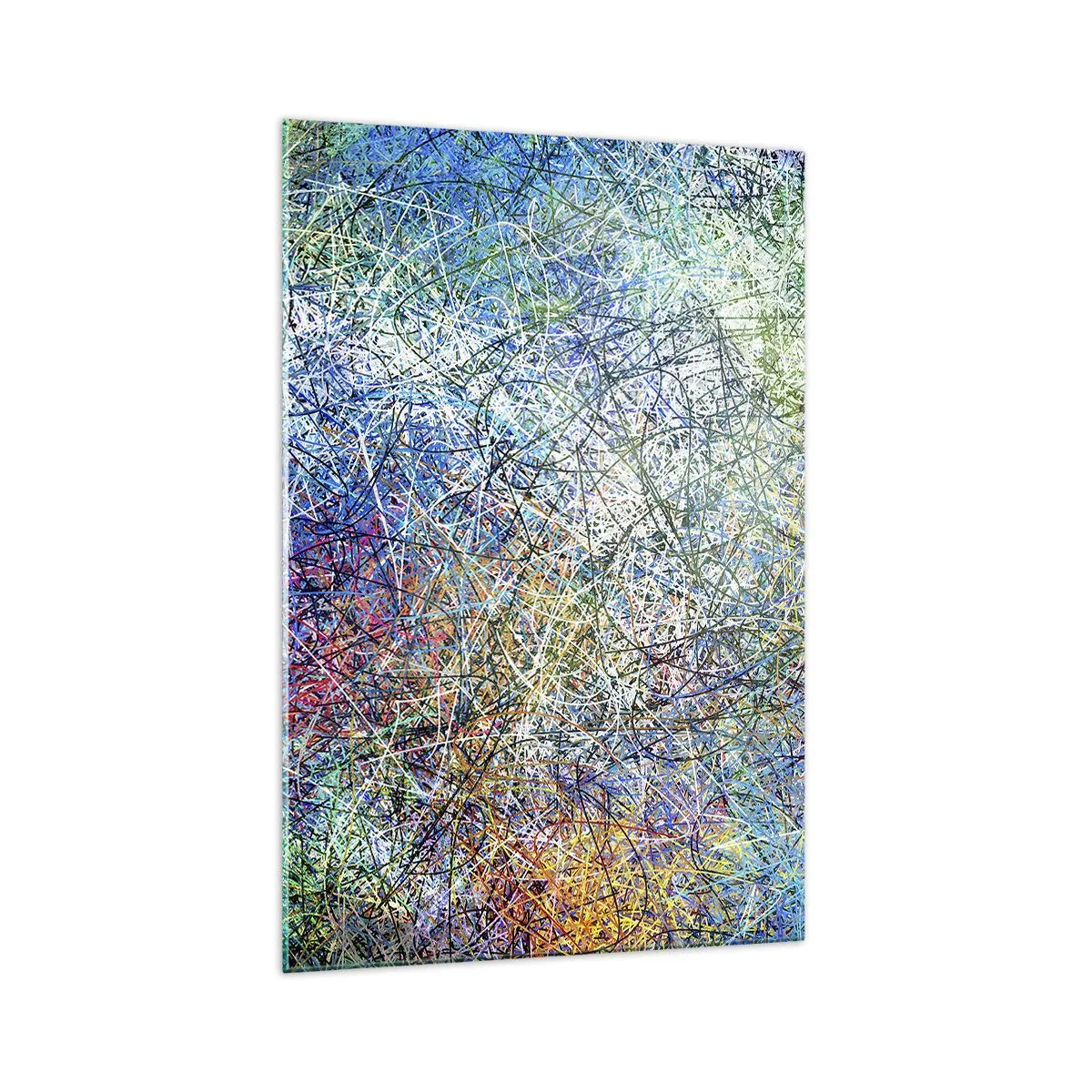 Impression sur verre - Image sur verre - Composition abstraite avec des lignes et des textures multicolores - 70x100cm - Ce n'est pas si simple - Décoration murale moderne pour le salon et la chambre ARTTOR