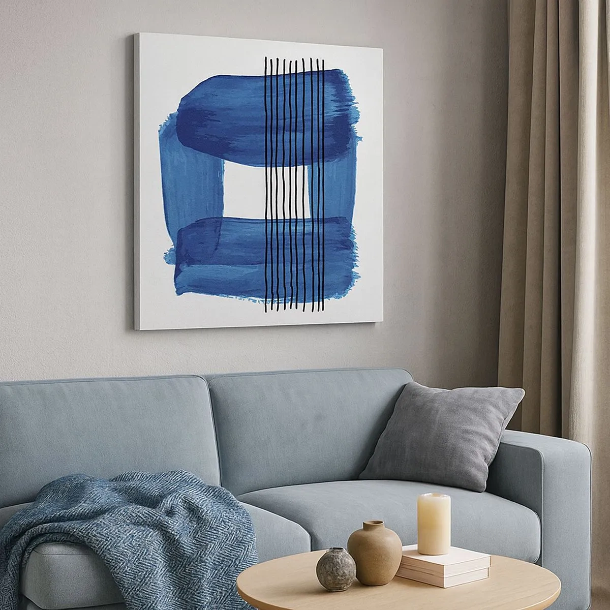 Impression sur toile - Image sur toile - Composition noire-bleue - 30x30 cm