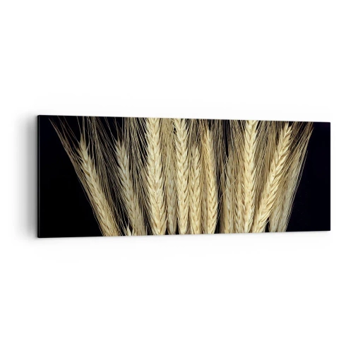 Impression sur toile - Image sur toile - Épis de blé sur fond noir dans un style rustique - 140x50cm - Magie rustique - Décoration murale moderne pour le salon et la chambre ARTTOR