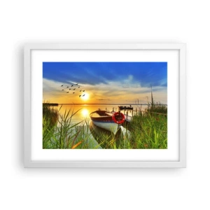 Affiche dans un cadre blanc - Poster - Les cormorans s'envolent déjà - 40x30 cm