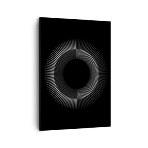 Impression sur toile - Image sur toile - Cercle graphique avec des rayons en noir et blanc - 50x70cm - Soleil noir - Décoration murale moderne pour le salon et la chambre ARTTOR