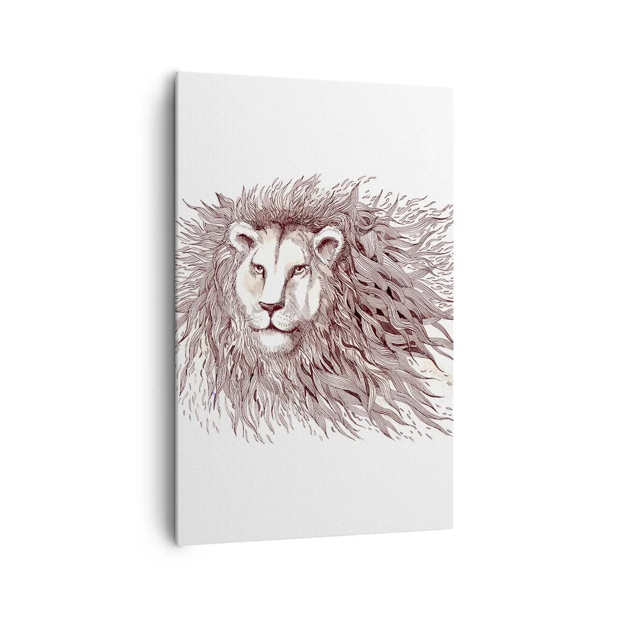 Impression sur toile - Image sur toile - Aquarelle artistique d'un lion avec une crinière détaillée - 80x120cm - Un souverain fougueux - Décoration murale moderne pour le salon et la chambre ARTTOR