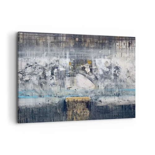 Impression sur toile - Image sur toile - Composition abstraite aux tons froids - 100x70cm - Comme sur la glace, comme après décembre - Décoration murale moderne pour le salon et la chambre ARTTOR
