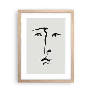 Affiche dans un chêne clair - Poster - Portrait avec une seule ligne - 30x40 cm