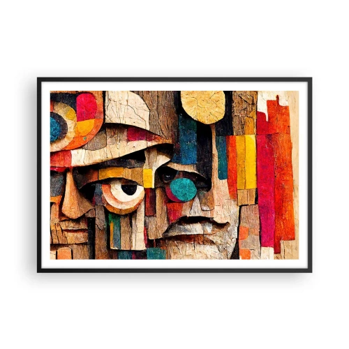 Affiche dans un cadre noir - Poster - Visages abstraits aux couleurs intenses - 100x70cm - Je te vois… - Décoration murale moderne pour le salon et la chambre ARTTOR