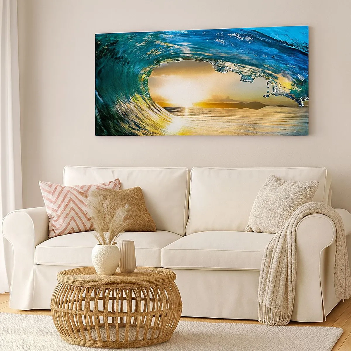 Impression sur toile - Image sur toile - Dans un éclat émeraude-or - 100x40 cm