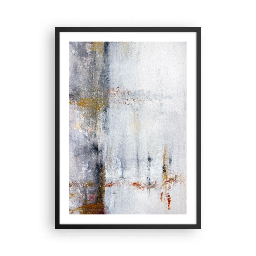 Affiche dans un cadre noir - Poster - Une composition abstraite avec des nuances de gris, de blanc et d'or. - 50x70cm - Derrière l'air un rideau - Décoration murale moderne pour le salon et la chambre ARTTOR