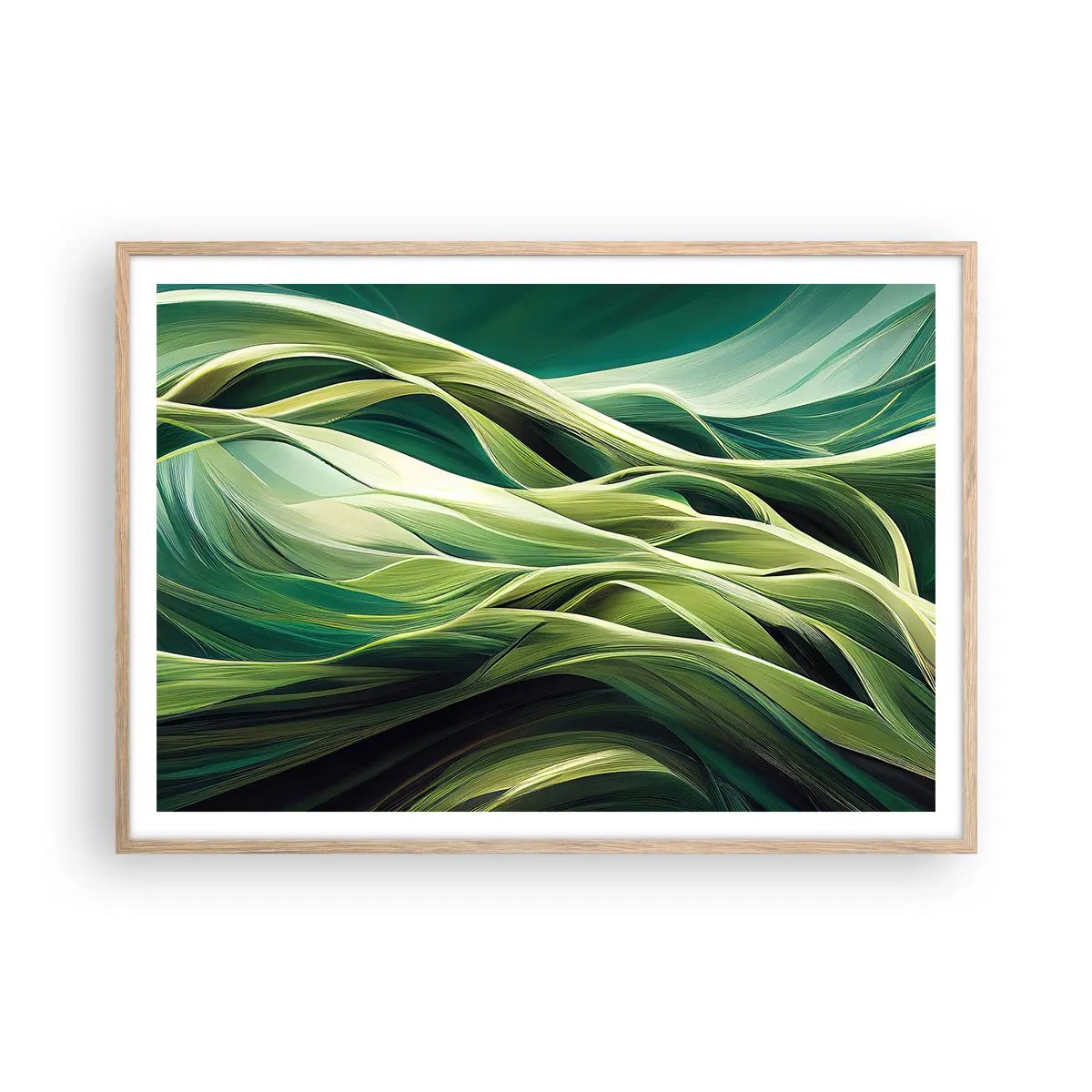Affiche dans un chêne clair - Poster - Jeu de vert abstrait - 100x70 cm