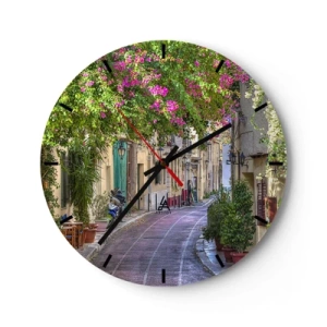 Horloge murale - Pendule murale - Allée fleurie - 40x40 cm
