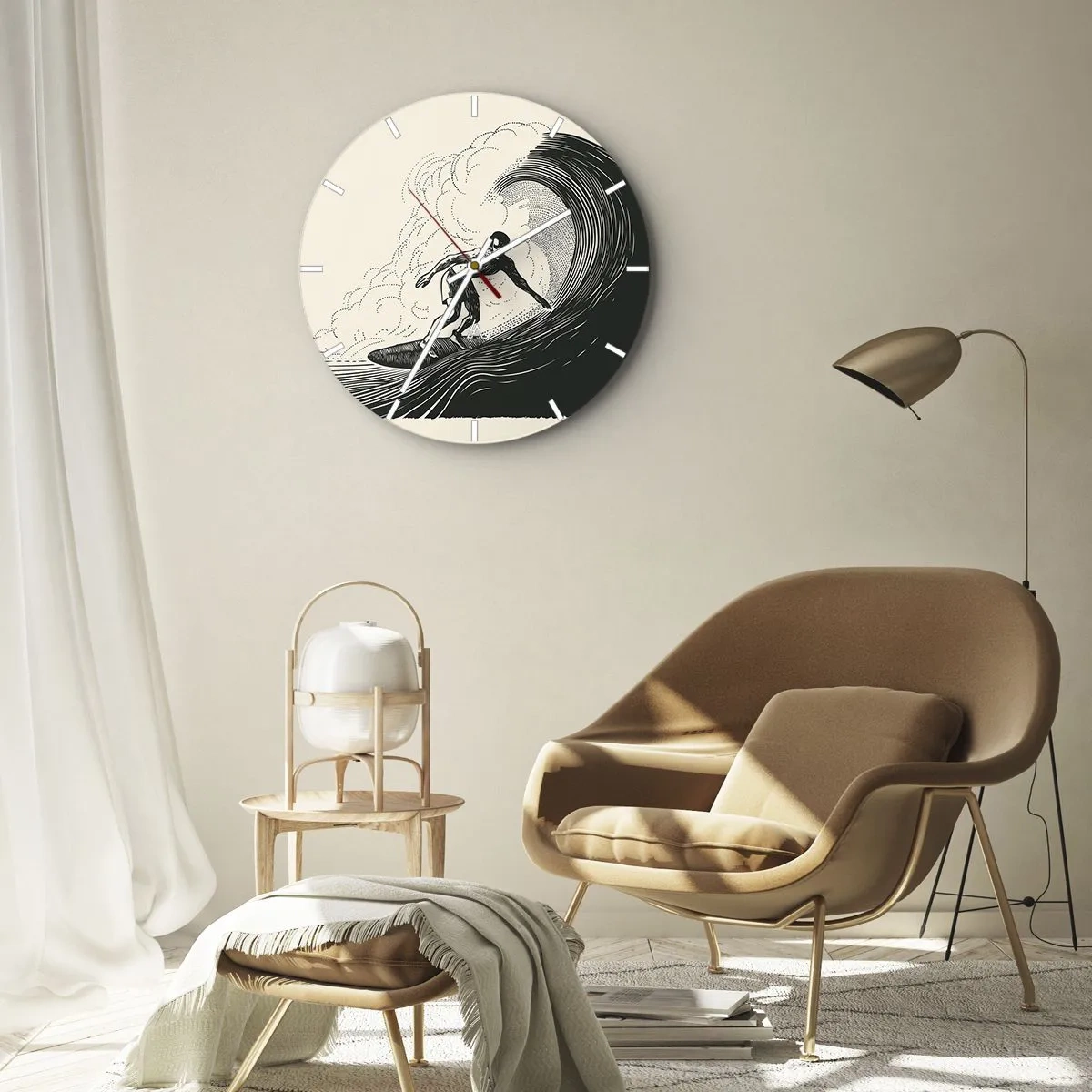 Horloge murale - Pendule murale - Le roi de la vague - 40x40 cm
