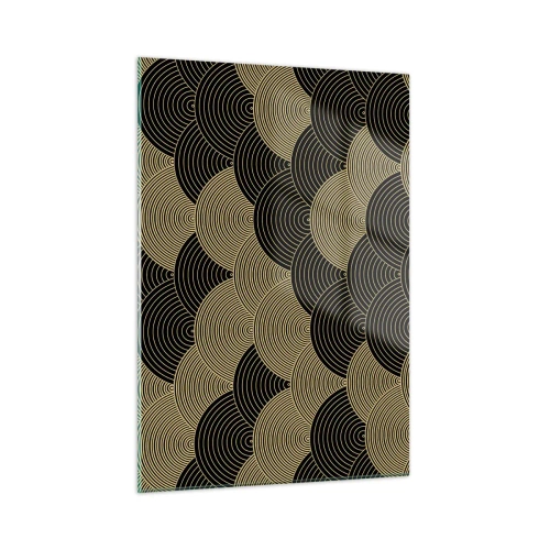 Impression sur verre - Image sur verre - Demi-cercles dorés selon un motif japonais régulier - 50x70cm - Unité dans la multiplicité - Décoration murale moderne pour le salon et la chambre ARTTOR