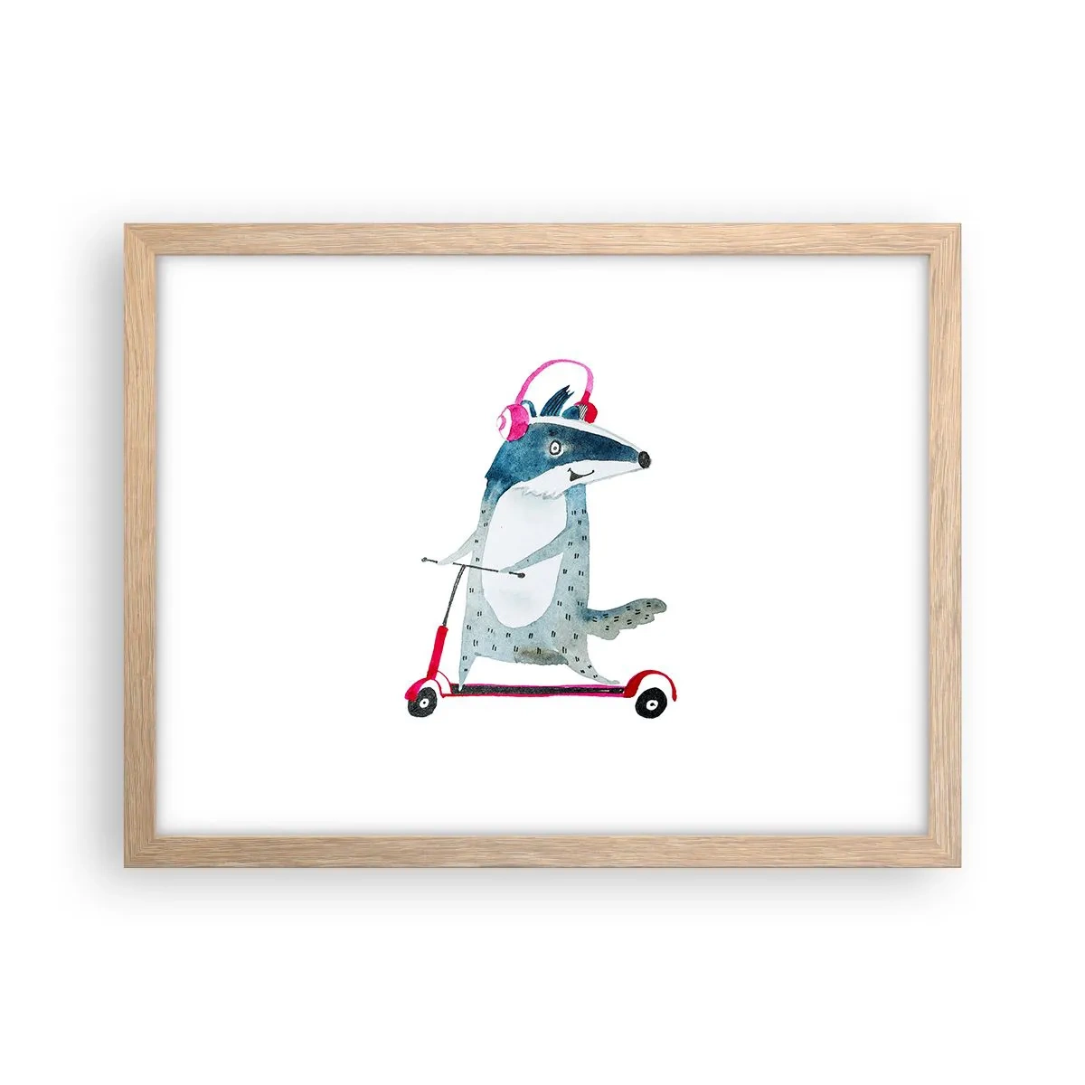 Affiche dans un chêne clair - Poster - La joie du blaireau - 40x30 cm