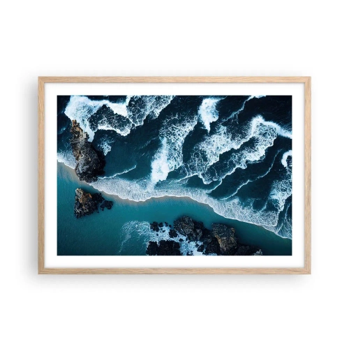 Affiche dans un chêne clair - Poster - Enveloppé par les vagues - 70x50 cm