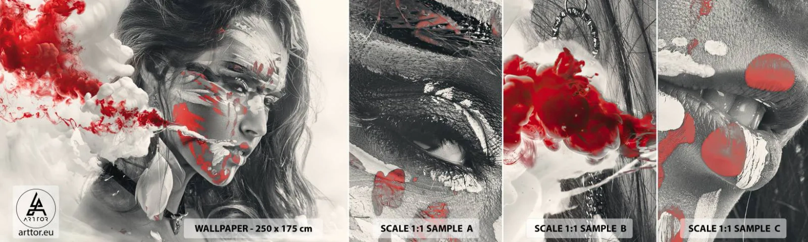 Échantillon De Papier Peint Standard Eco - Dans les fumées de l'absurde - Abstraction, Visage de femme, Portrait d'une femme - 100x30 cm