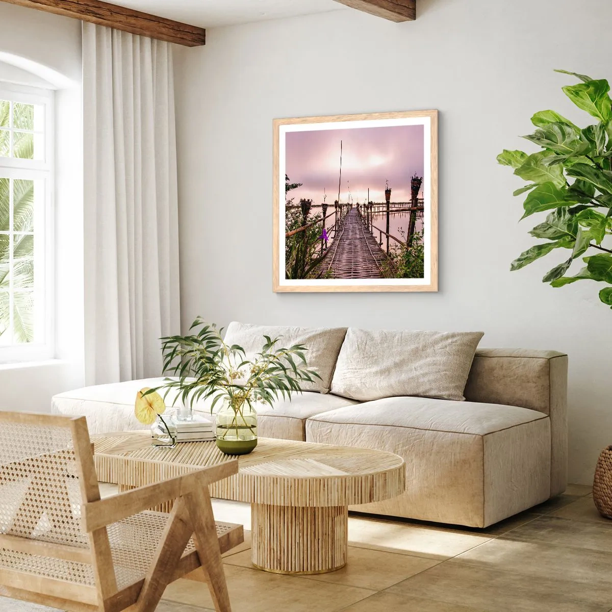 Affiche dans un chêne clair - Poster - Le silence et le calme d'Asie - 50x50 cm