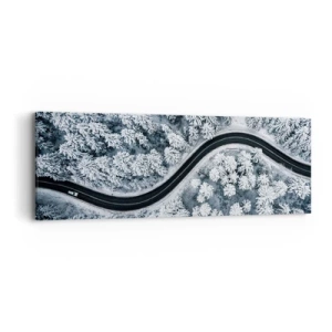 Impression sur toile - Image sur toile - À travers une forêt d'hiver - 90x30 cm