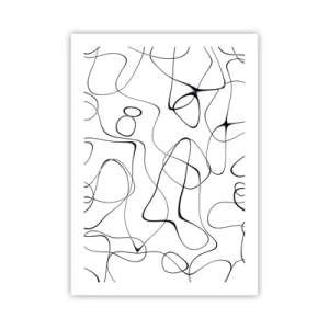 Affiche - Poster - Lignes noires abstraites sur fond blanc - 50x70cm - Le chemin de la vie, les voies du hasard - Décoration murale moderne pour le salon et la chambre ARTTOR