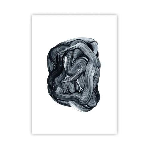 Affiche - Poster - Composition abstraite de coups de pinceau en noir et blanc - 50x70cm - Ce n'est pas si simple - Décoration murale moderne pour le salon et la chambre ARTTOR