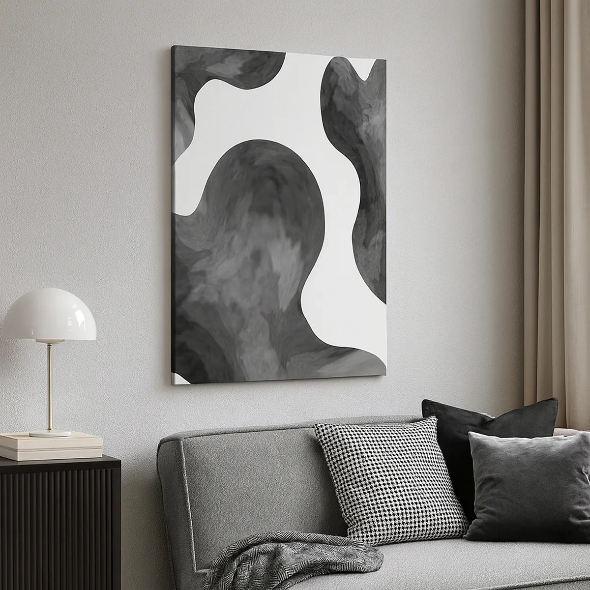 Impression sur toile - Image sur toile - Motif abstrait dans les tons de gris et de blanc - 50x70cm - La route du lait - Décoration murale moderne pour le salon et la chambre ARTTOR