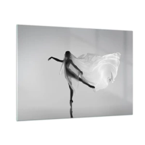 Impression sur verre - Image sur verre - Silhouette d'une danseuse avec un voile flottant en mouvement - 100x70cm - Légèreté et grâce - Décoration murale moderne pour le salon et la chambre ARTTOR