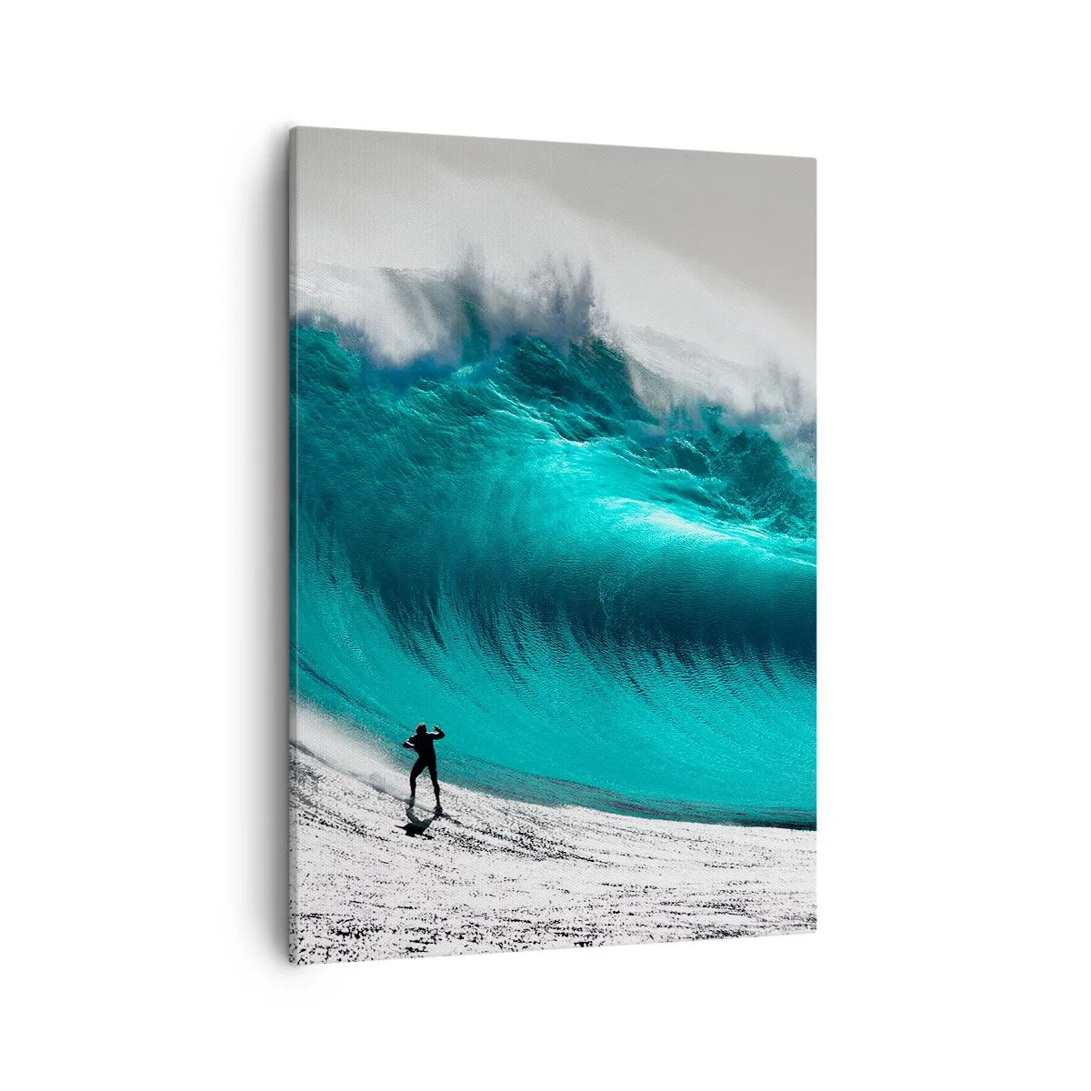 Impression sur toile - Image sur toile - Surfeur devant une énorme vague - 50x70cm - Challenge accepté - Décoration murale moderne pour le salon et la chambre ARTTOR