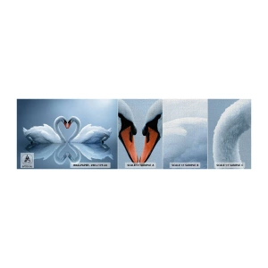 Échantillon de Papier Peint Premium Canvas - Le temps de l'amour - Cygnes, Amour, Cœur - 100x30 cm