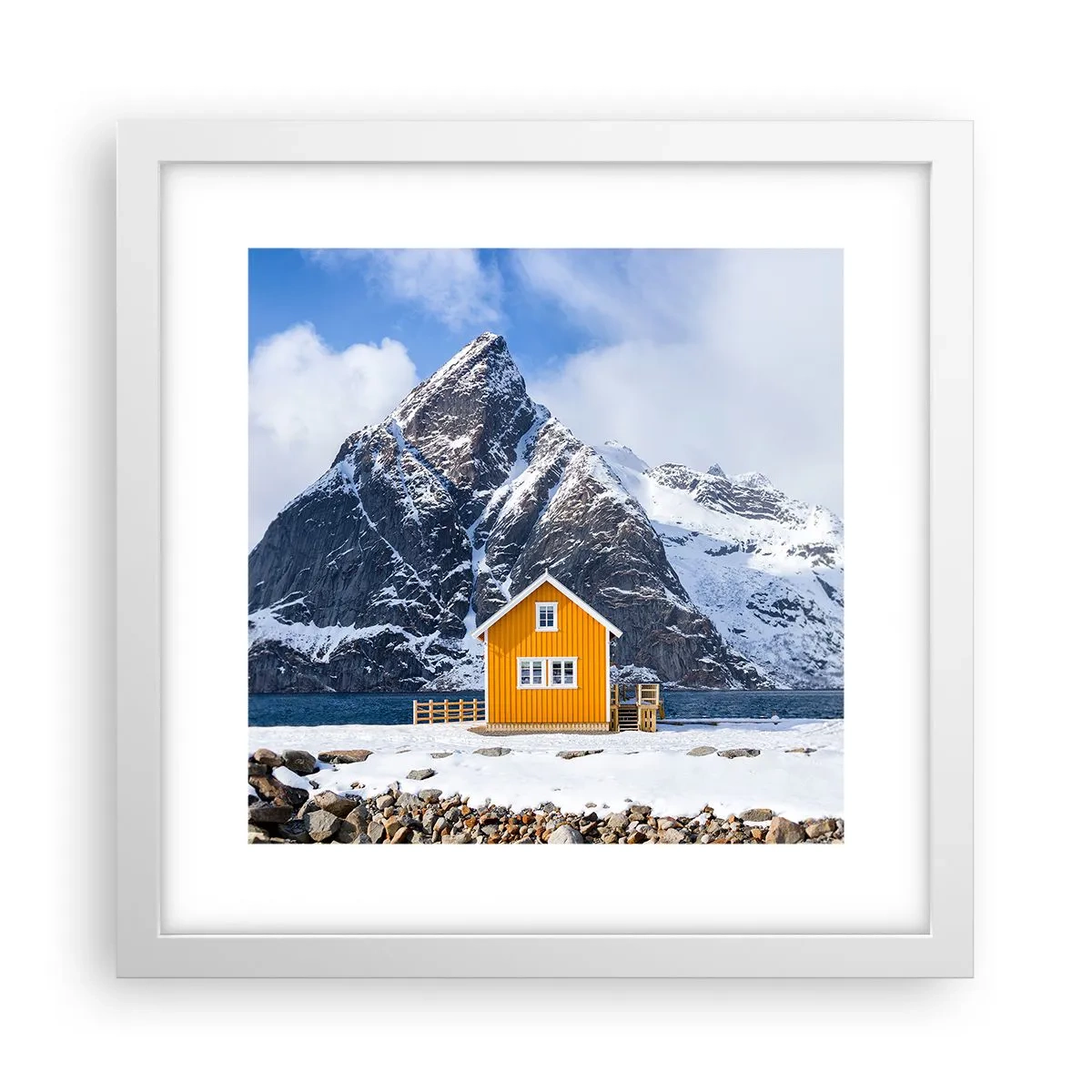 Affiche dans un cadre blanc - Poster - Vacances scandinaves - 30x30 cm