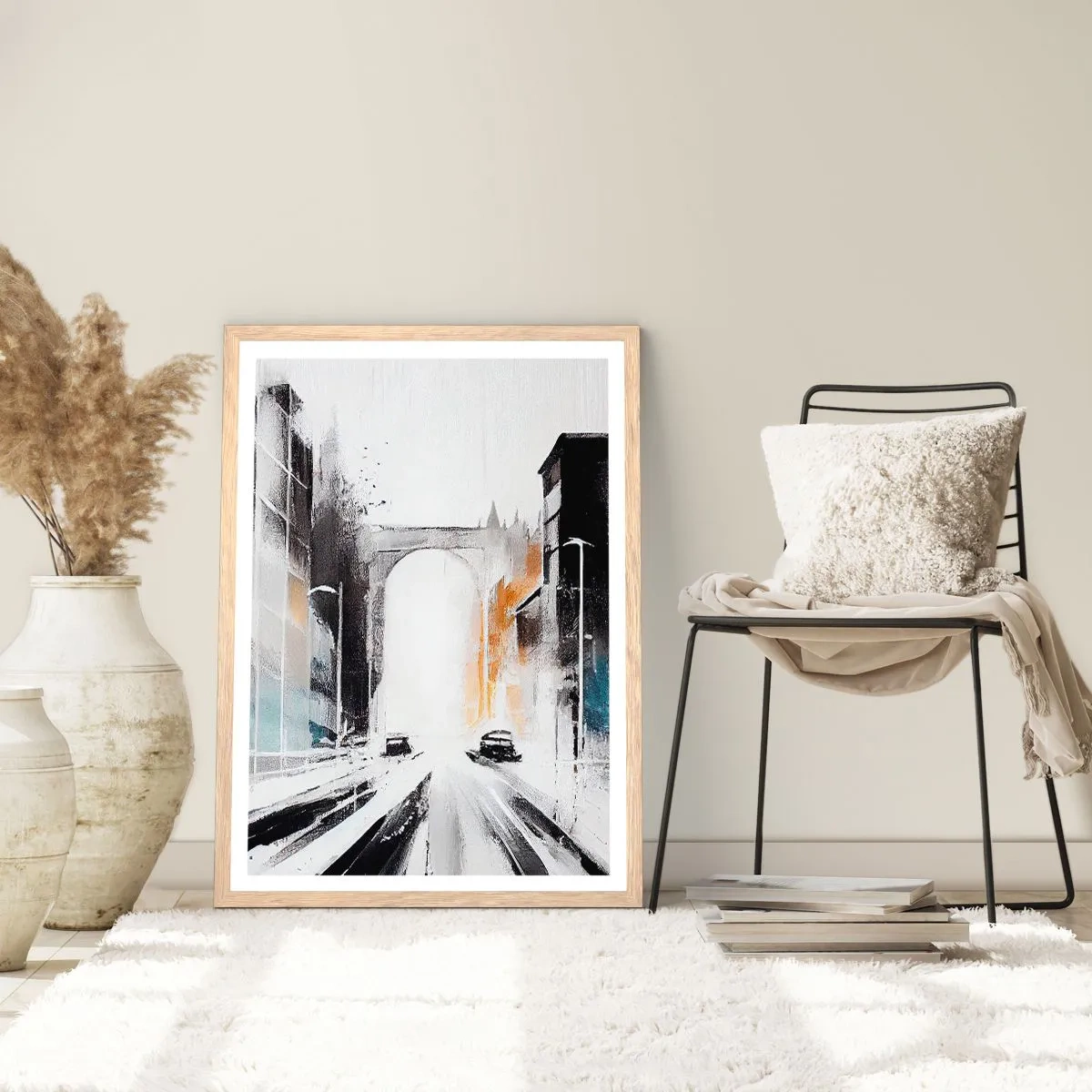 Affiche dans un chêne clair - Poster - Étude de ville : architecture et mouvement - 50x70 cm