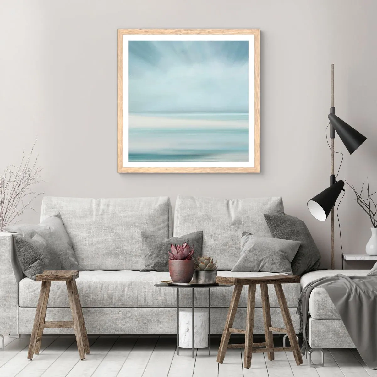 Affiche dans un chêne clair - Poster - Paix à l'horizon - 40x40 cm