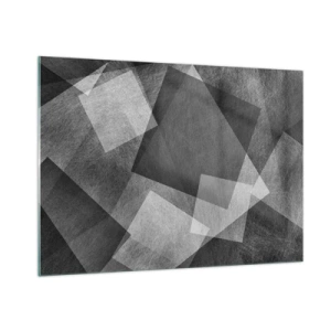 Impression sur verre - Image sur verre - Abstraction géométrique dans les tons de noir, blanc et gris - 100x70cm - Le symbole éternel de durabilité et d'ordre - Décoration murale moderne pour le salon et la chambre ARTTOR