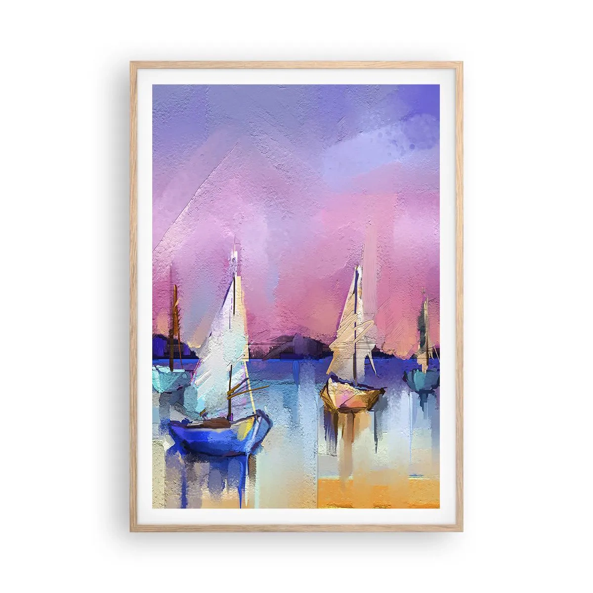 Affiche dans un chêne clair - Poster - Direction: les eaux larges - 70x100 cm