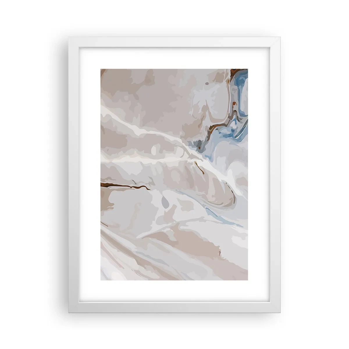 Affiche dans un cadre blanc - Poster - Le bleu serpente sous le blanc - 30x40 cm