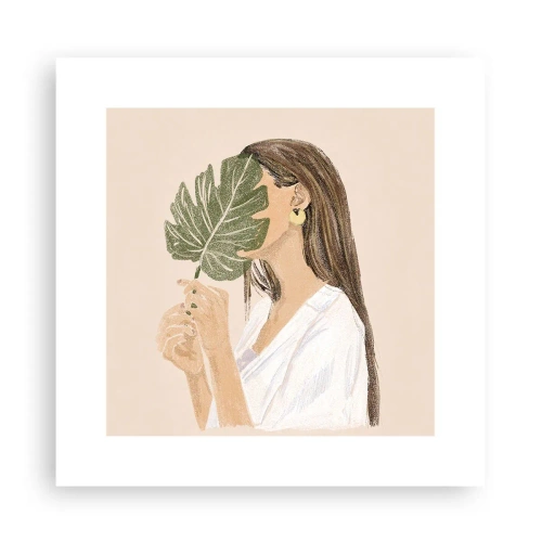 Affiche - Poster - Portrait mystérieux avec un éventail - 30x30 cm