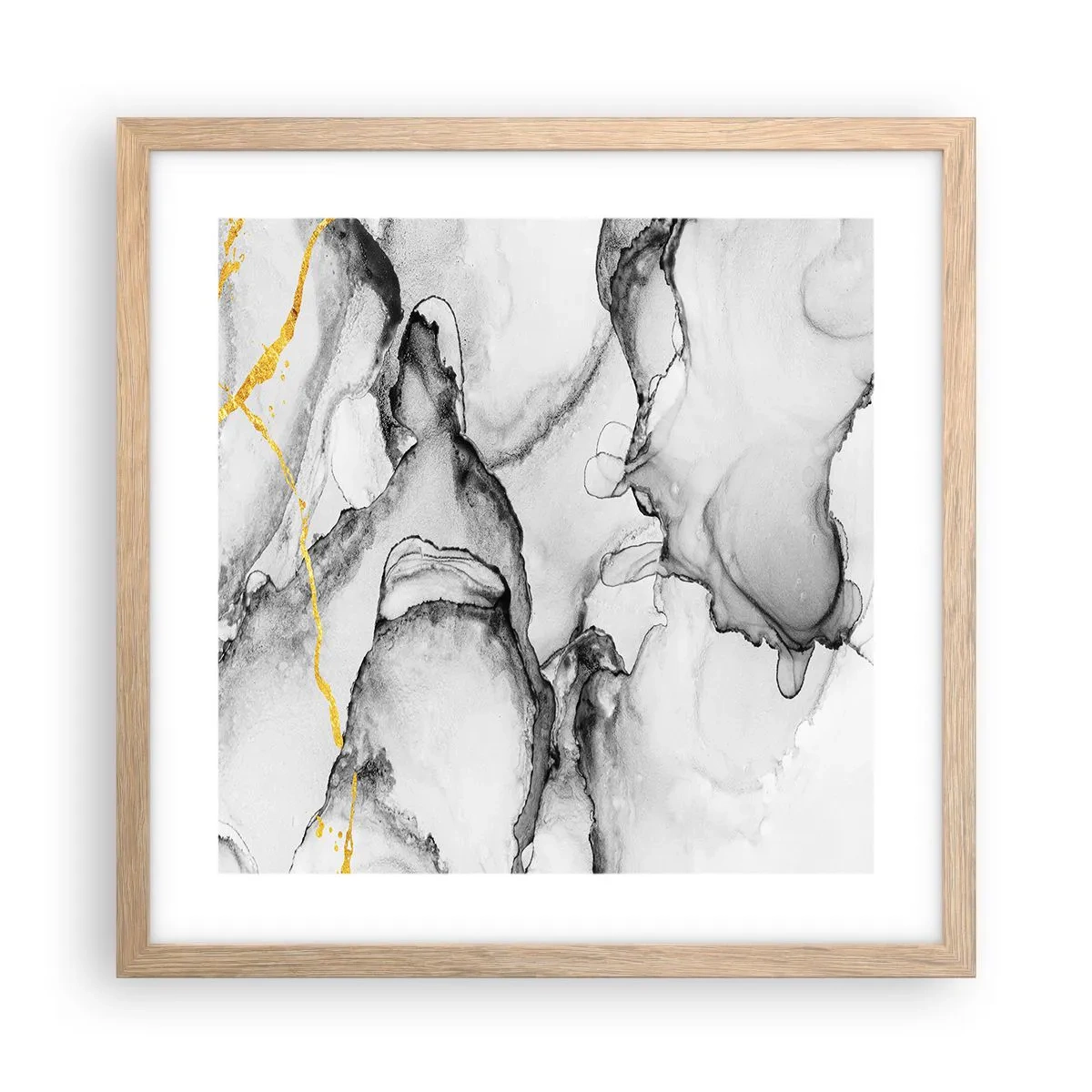 Affiche dans un chêne clair - Poster - Composition à motif or - 40x40 cm
