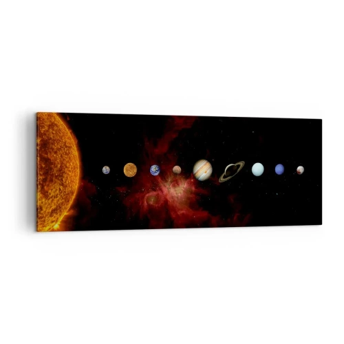 Impression sur toile - Image sur toile - Le système solaire avec des planètes sur fond d'espace - 140x50cm - Notre quartier - Décoration murale moderne pour le salon et la chambre ARTTOR