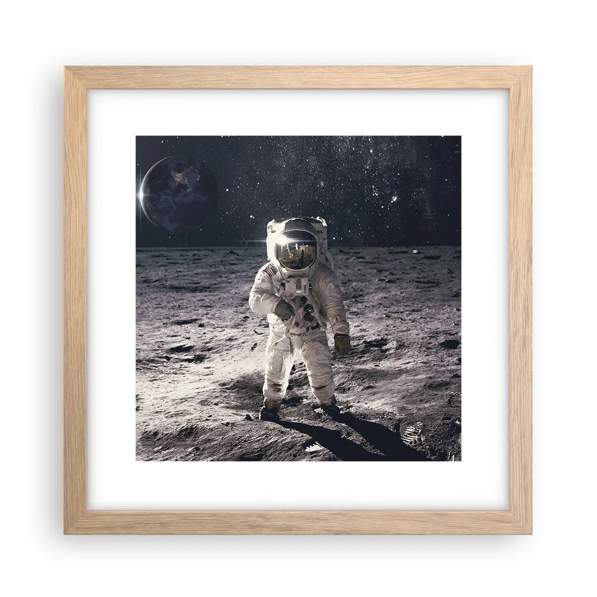 Affiche dans un chêne clair - Poster - Salutations de la lune - 30x30 cm