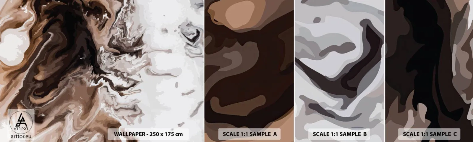 Échantillon de Papier Peint Autocollant Deluxe Sticker - Contraste de couleur - Abstraction, Morceau, Modèle moderne - 100x30 cm