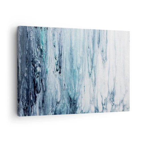 Impression sur toile - Image sur toile - Des stries bleues et blanches abstraites ressemblant à des glaçons - 70x50cm - Une glace bleue - Décoration murale moderne pour le salon et la chambre ARTTOR