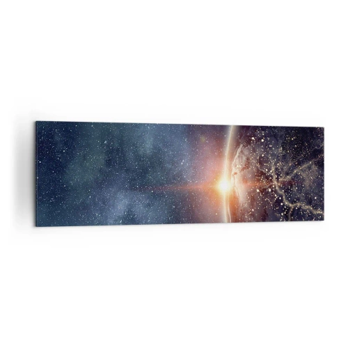 Impression sur toile - Image sur toile - La Terre vue de l'espace avec le soleil levant - 160x50cm - Dans une nouvelle perspective - Décoration murale moderne pour le salon et la chambre ARTTOR