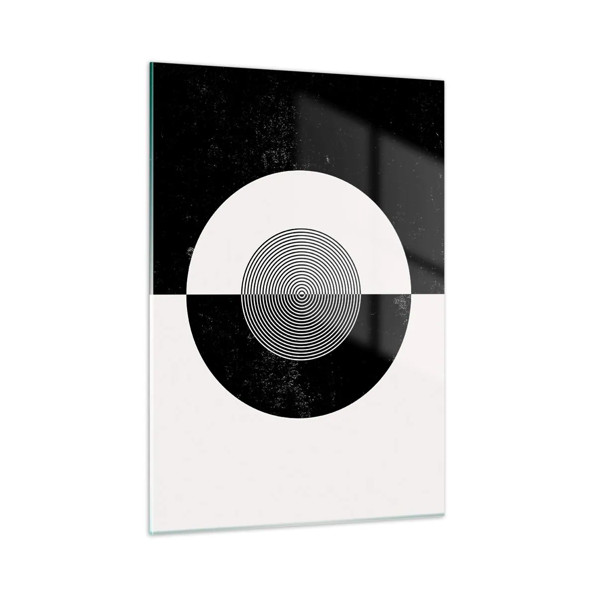 Impression sur verre - Image sur verre - Motif géométrique de symétrie noir et blanc - 50x70cm - Harmonie de noir et blanc - Décoration murale moderne pour le salon et la chambre ARTTOR
