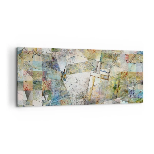 Impression sur toile - Image sur toile - Abstraction colorée avec des formes et des lignes géométriques - 120x50cm - Remaniement géométrique - Décoration murale moderne pour le salon et la chambre ARTTOR