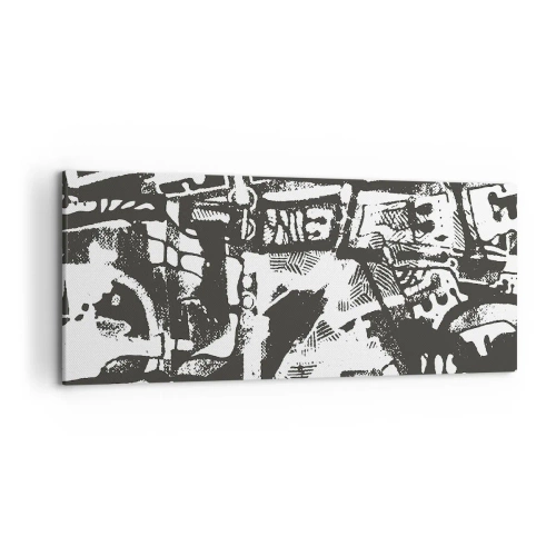 Impression sur toile - Image sur toile - Motif rétro monochrome abstrait - 120x50cm - Ordre ou chaos? - Décoration murale moderne pour le salon et la chambre ARTTOR